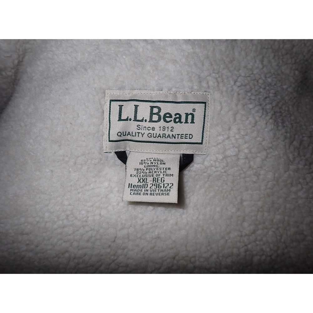 L.L. Bean Men's Wool Blend Sherpa Lined Full Zip Vest Charcoal Gray XXL-REG - Picture 6 of 7